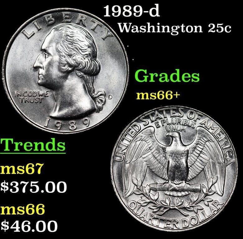 1989-d Washington Quarter 25c Grades GEM++ Unc