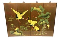 Vintage Japanese Lacquered Wood Wall Panels Set Of