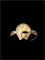 10K Gold Diamond Horse ring sz 6 1/2 weighs 1.9gr