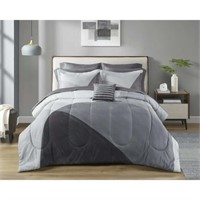 Full  Sz Q Mainstays Grey 10-Piece Bed in a Bag Se