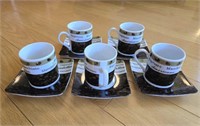 Set Of 5 Espresso Demitasse Cups/Saucers