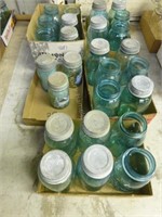 5 boxes Mason jars green with zinc tops