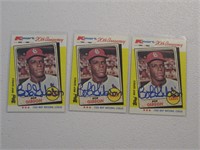 3 CARD LOT BOB GIBSON SIGNED CARDS WITH COA