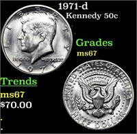 1971-d Kennedy Half Dollar 50c Grades GEM++ Unc