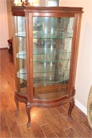 Oak Bow Front china cabinet 36" X 16" X 61"