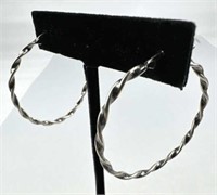 925 Silver Twist Hoop Earrings