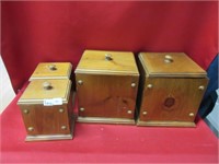 wooden storage boxes .