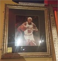 FRAMED PHOTO OF DENNIS RODMAN-BULLS #91