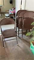 4 Metal brown folding chairs