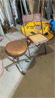 Stool and metal folding chair
