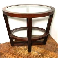 Oval Side Table Inset Glass Top
