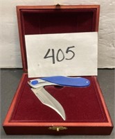 Stainless Steel Knife in Blue Case