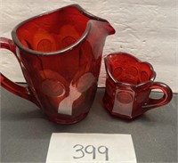 Fostoria Red Coin Pitcher & more
