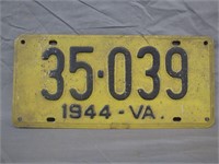 Vintage (1944) VA License Plate