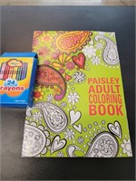 Adult coloring book & crayons