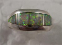 Sterling Silver Muli Color Opal Inlay Ring