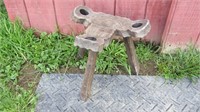 Antique Wooden Milking Stool 14" h