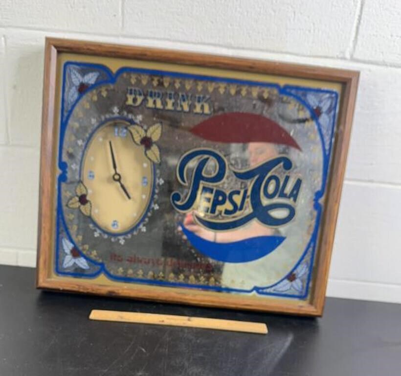 Vintage Pepsi Mirrored Clock