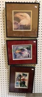 Three framed American prints - American eagle and