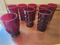 Ruby red tumblers (7) one style, and a single of