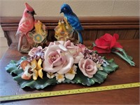Merritt studio ceramic flowers , ceramic birds
