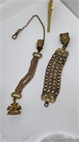 (2) old partial watch fob chains stamped PAT’D