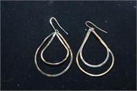 Pair of Double Teardrop Wire Hook Earrings