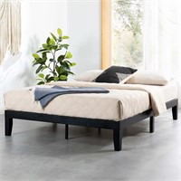 12 Inch Solid Wood Platform Bed  King  Black