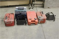 (3) MARINE GAS TANKS WITH BATTERY BOX AND COOLER