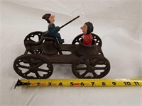 Cast iron toy wagon & riders