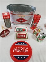 Group, Coca-Cola Tub with Salt/Pepper, Soap