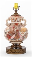Japanese Showa Satsuma Ceramic Vase as a Lamp