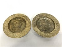 Two etched brass made in India trinket dishes
