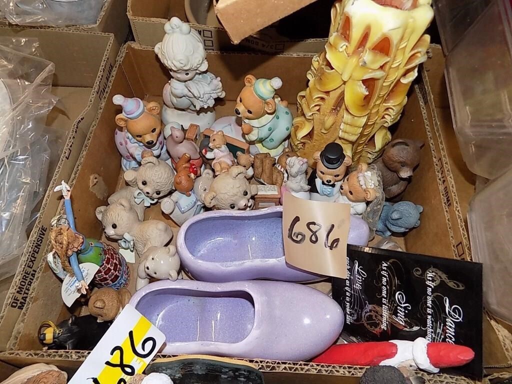 2 BOX LOT OF BEARS AND OTHER CERAMIC S