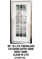 36" RH 15 Lite Fiberglass Exterior Entry Door