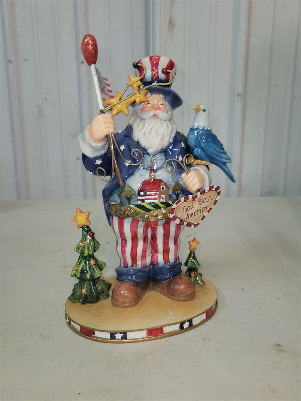 Pariotic Uncle Sam God Bless America Figurine
