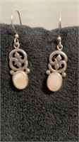 Pair of Sterling & Mother of Pearl Earrings, 1.5