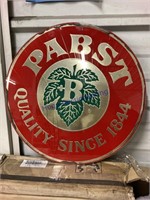 GLASS-FRONT PABST SIGN, CRACKS IN GLASS, 16"