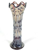 Amethyst Carnival Glass Luster Ruffled Swung Vase
