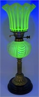 Veritas Lampworks Uranium Glass Oil Lamp w/ Brass