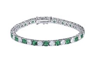 925S 6.3ct Moissanite Emerald Tennis Bracelet