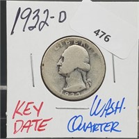 Key Date 1932-D 90% Silver Washington Quarter