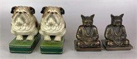 Takahashi Bulldog Bookends & Brass Cat Bookends