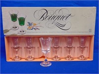(6) Bouquet Liqueur Glasses Dema, Made In England