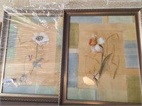 2 framed flower pictures