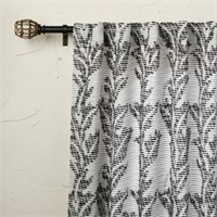 1pc 50x84 Leaf Jacquard Curtain Panel Gray