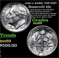 1996-w Roosevelt Dime RARE! TOP POP! 10c Grades ms