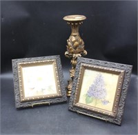 Pedestal Candle Holder & Framed Prints