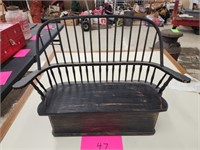 Wooden doll bench with storage - 16x13