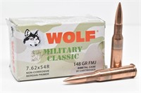 (18 rds) Wolf 7.62x54R 148 GR FMJ Ammo